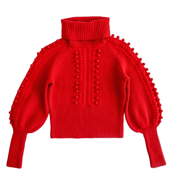Temperley London Chrissie Sweater Red Turtleneck Popcorn Knit 100% Wool Size XS - Picture 9 of 12